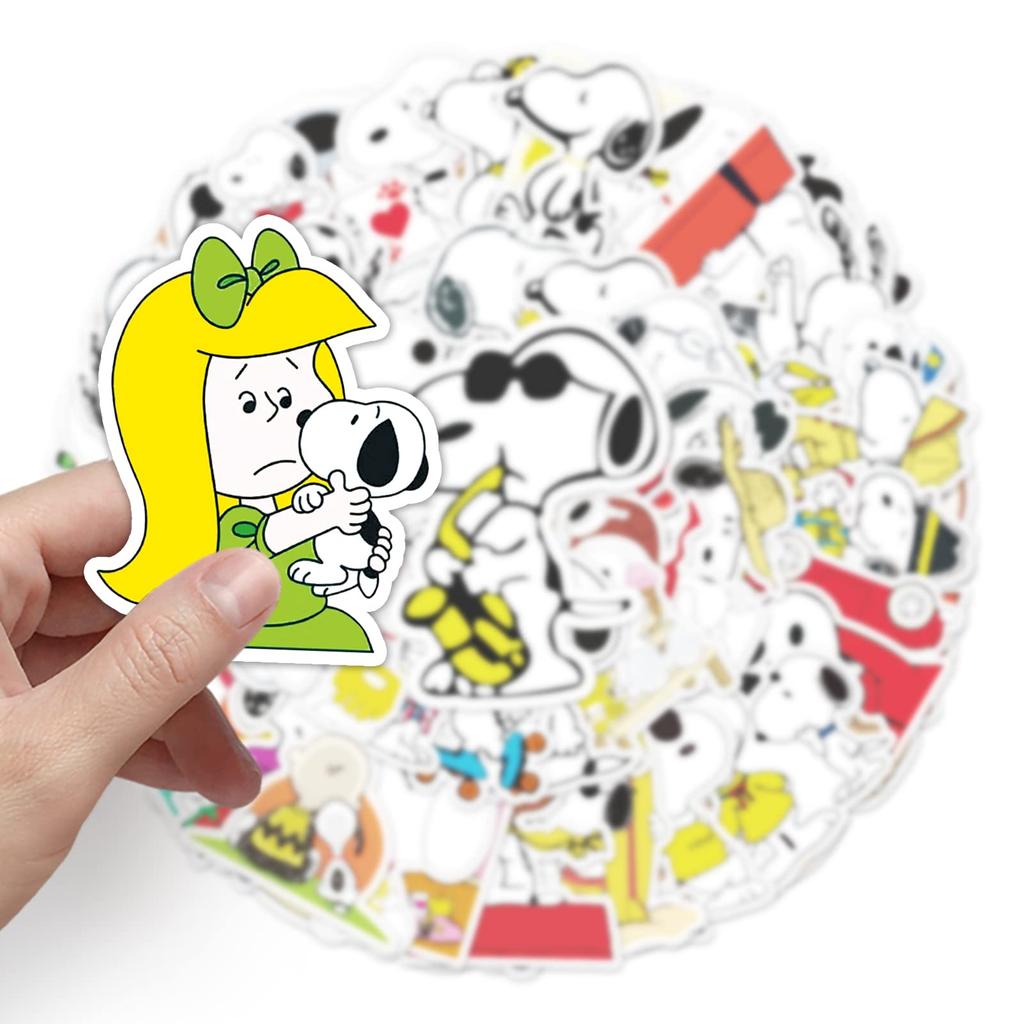 Snoopy Sticker Set Waterproof Snoopy Sticker Pack Branded Stickers for and More (50 Stickers) - - Suitcases, Cars, Motorcycles, Helmets, Skateboards,