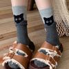 1-3pairs Cute Japanese Cartoon Kitten Mid Socks Women's Autumn and Winter Warm Stacking Socks Versatile Mid Socks