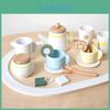Wooden Pretend Play Kitchen Tea Set For Kids With Realistic Accessories For Imaginative Role Play