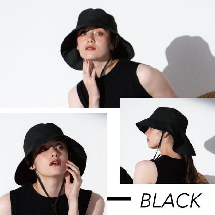 WbyWpc. Wearable Parasol Compact Airy Hat Heat Shield, 100% UV Cut, W213-001-103, Black