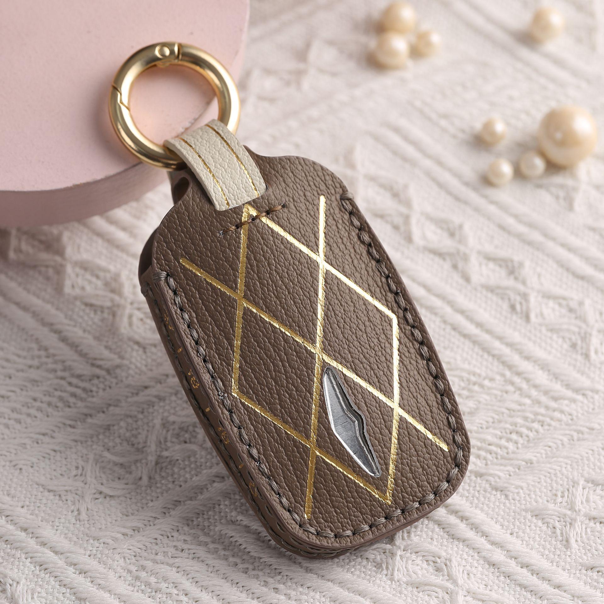 

Customized for Genesis key cover New and old Lawns Genesis leather bag buckle case High-end коричневий