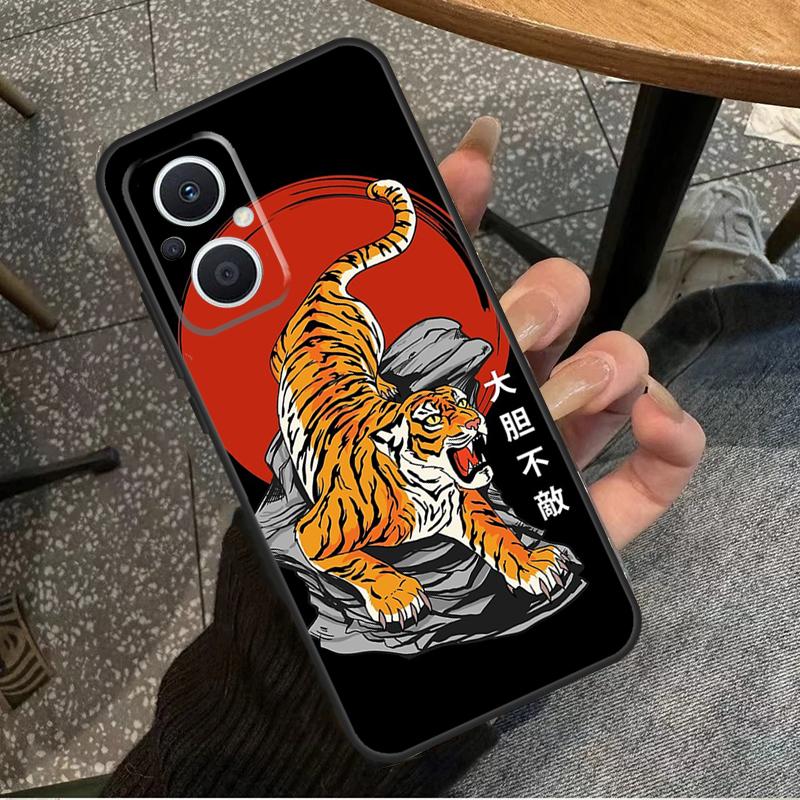 Tiger Red Sun Japan Art For OPPO Reno 10 11 12 13 14 Pro 7 8 Lite 8T 11F 12F 13F 14F OPPO Find X8 X9 X5 X6 Pro Case