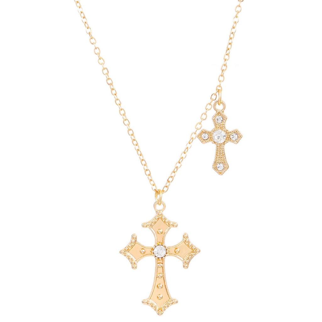 Women's Geometric Diamond Cross Necklace - European & American Punk Hip-Hop Style Choker
