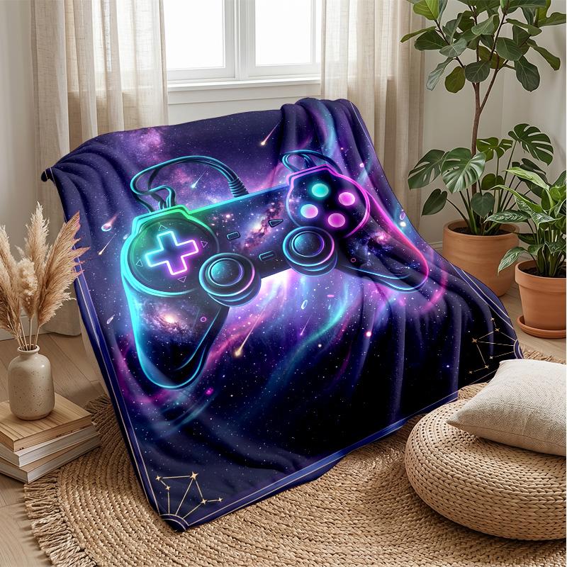 Cosmic Gamepad Art blanket Personalized Name Flannel Blanket Soft Cozy Plush Throw for Sofa Bed Lightweight Home Decor
