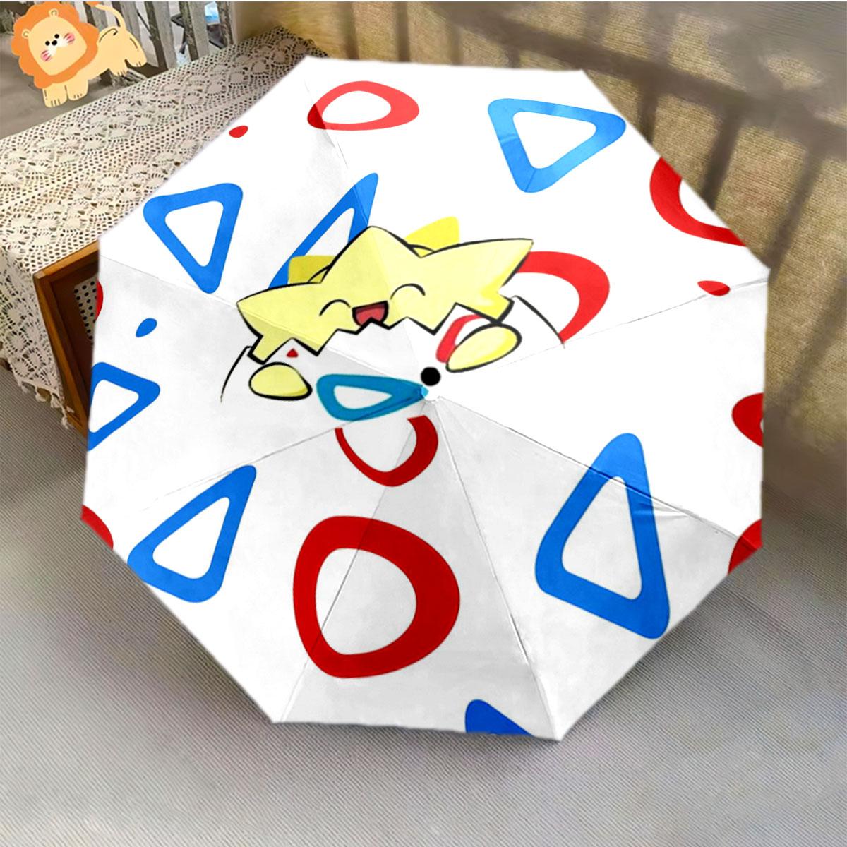 Cute Pokemon Togepi Printed Foldable Umbrella Anti UV Windproof Waterproof Portable Outdoor Travel Sun Rain Parasol (as the picture,iron&8K)