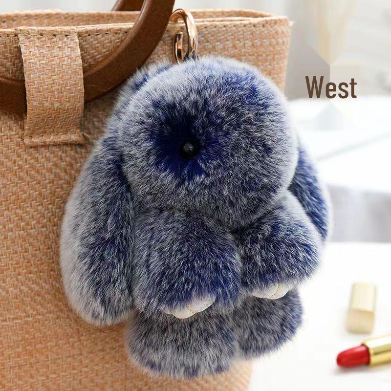 Rex Rabbit Fur Plush Keychain: Cute Rabbit Pendant Toy for Bag or Car