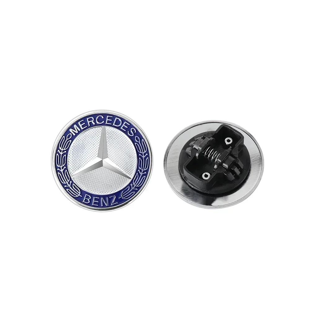57mm Aluminum ABS Car Flat Hood Emblem Sticker Front Badge Logo Decor Accessories For Mercedes Benz AMG W206 W220 W205 W210 W108 GM1