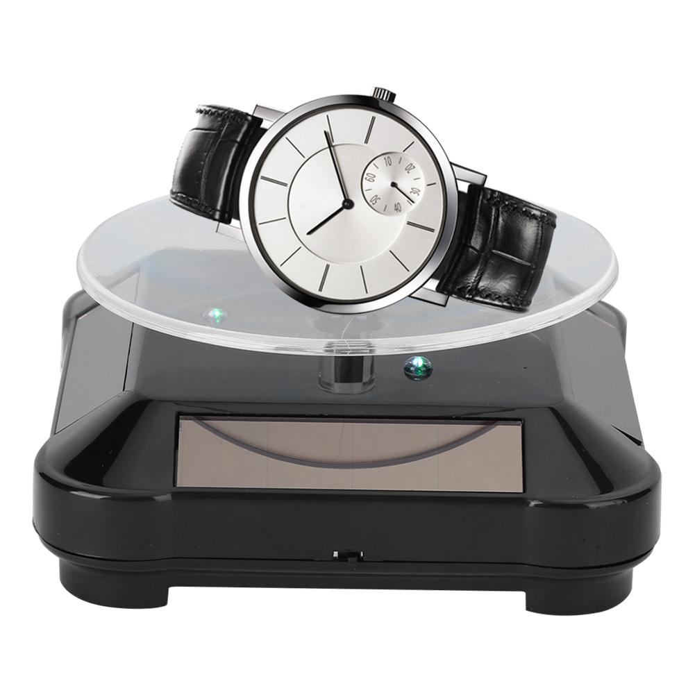 Jewelry Display Stand Solar Powered Rotating Turntable Electric Jewelry Display Tool Black