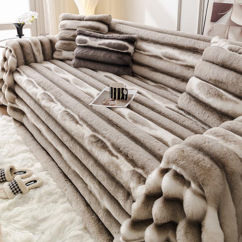 Husă de pluș pentru canapea Universală Iarnă Groasă Lână de iepure Pătură pentru canapea Lux Moale Protector pentru mobilă Husă confortabilă pentru canapea