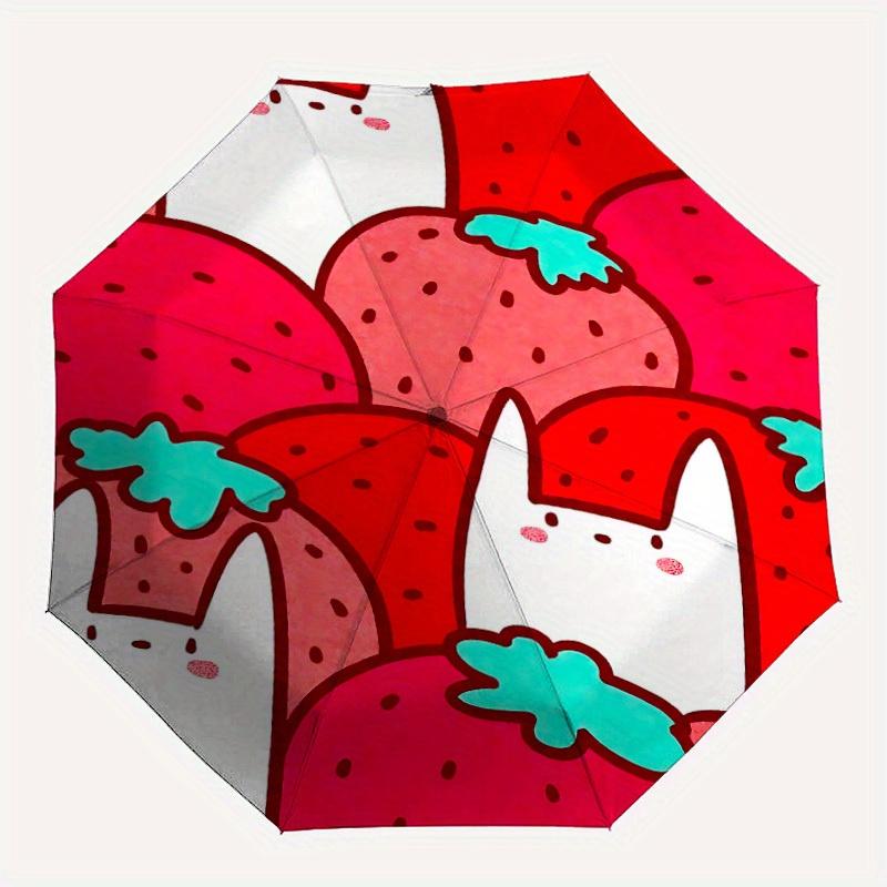

1pc Strawberry Cat Automatic Open/Close Umbrella with One Touch Button,, Windproof Design Lightweight Portable Umbrella for Women & Men6057