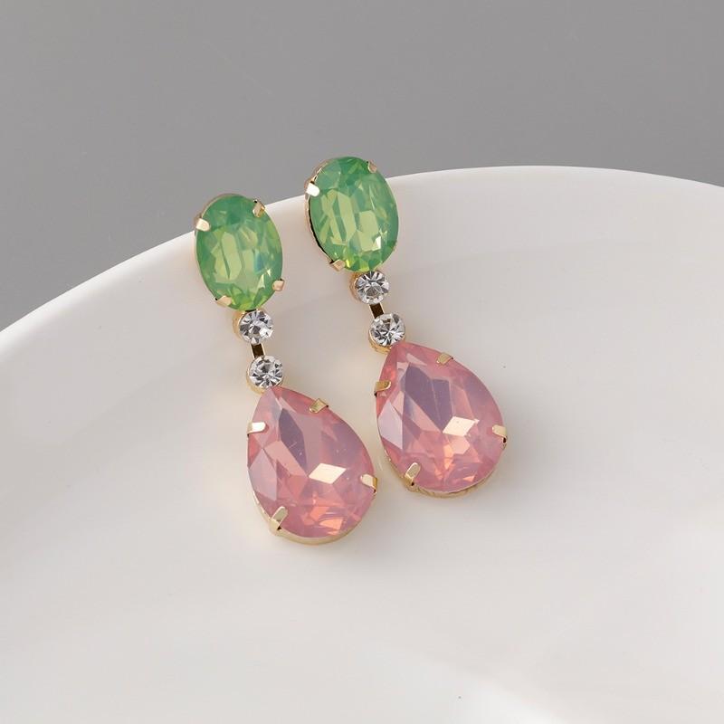 Pinkdudu Glass Geometric Block Zircon Earrings Gradual Color Trendy Drop Earrings Women Jewelry PD2358