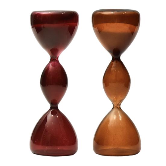 DYS 3-stufige bunte Glas-Sanduhr, Borosilikat-Ornament mit bernsteinfarbener weinroter Farbverlauf, gleichmäßiger Sandfluss, moderne minimalistische Dekoration für Zuhause