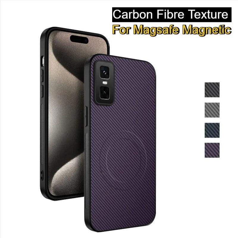 Carbon Fiber Texture Magnetic Case For Infinix GT 30 Pro 20 Smart 10 Plus Magsafe Wireless Charging Matte Soft Frame Cover