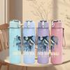 1PC Faint figure forever faded sketch print 750ml colorful plastic sports water bottle leakproof pop up lid with straw for outdoor work home use