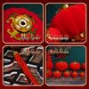 Small Red Flocked Ball Lantern Decoration for New Year Balcony and Outdoor Festival