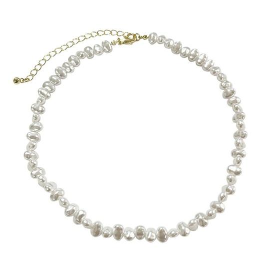 

Женское ожерелье в стиле ретро, ​​нерегулярный искусственный жемчуг, гладкий зажим-лобстер, регулируемая длина, однотонные украшения для шеи, вечерние, выпускной, колье для невесты белый