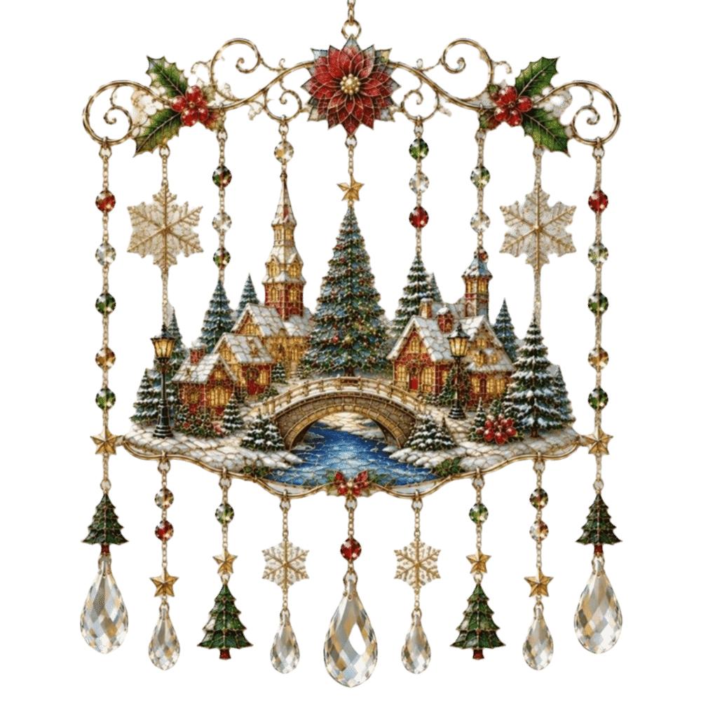 Clopoțel de vânt de Crăciun din acril Ren Om de zăpadă Pasăre Ornamente de agățat de Crăciun Moș Crăciun Decorațiune pentru casă Pandantiv din cristal pictat