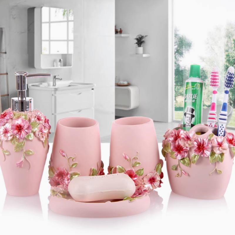 

5/ 6pcs Resin Bathroom Accessories Sets/Dispensers/Dishes/Toothpaste Holders/tray/Bathroom Tumblers/kitchen Bathroom Products