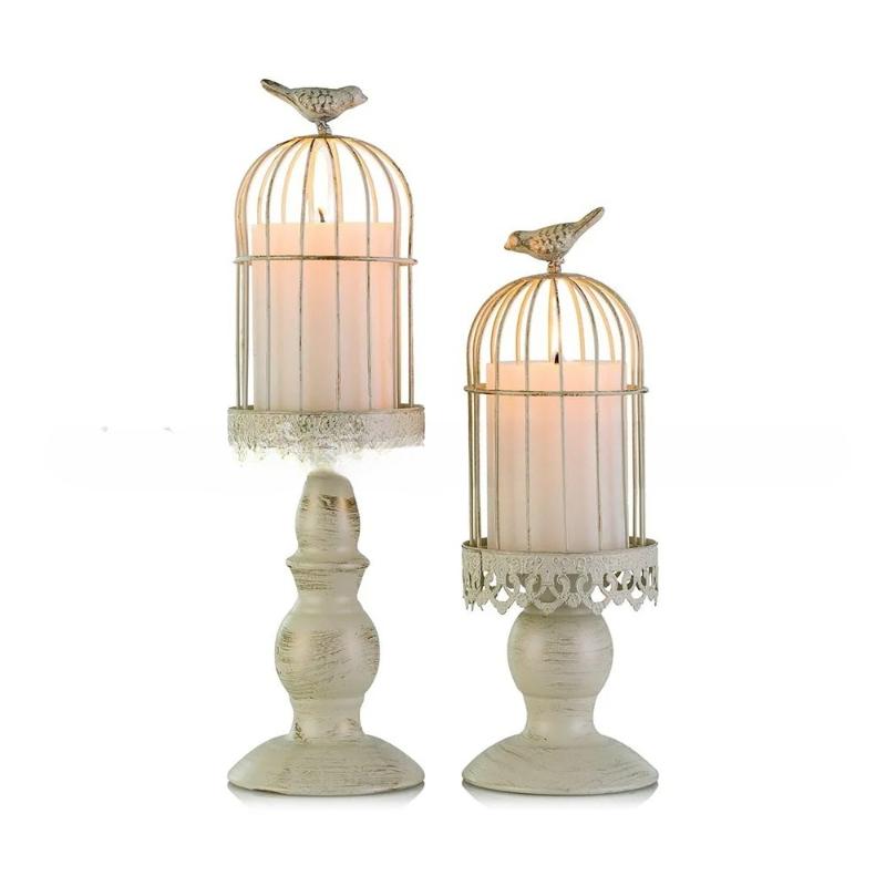 Creativity Retro Bird Cage Candle Holder Ornament Ironwork Candlestick Photography Wedding Restaurant Props Home Decor