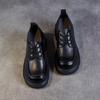 Leder braun retro kleine Lederschuhe Damen neu Frühling und Herbst dicke Sohle Plateau britischer Stil Schnür-Loafer