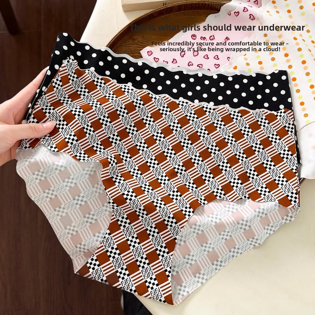 Ladies Summer Sweet Ice Silk No Trace Breathable Comfortable Extended Bottom Crotch Waist Triangle Briefs