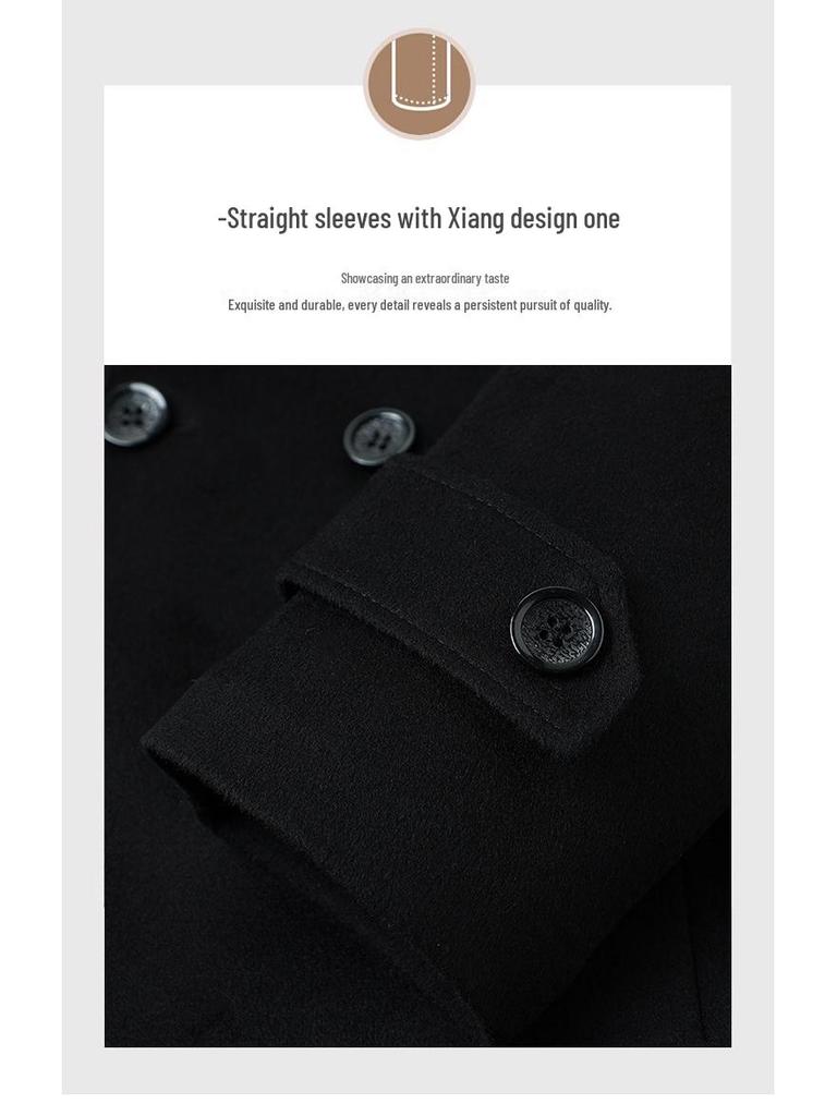 2025 Men's Luxury Woolen Down Coat - Double-Sided, Plus Size, Warm & Lightweight for Autumn/Winter Business Wear