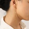 Round bead zircon chain tassel earrings, long style ear jewelry, light luxury high-end titanium steel accessories