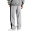 Pantaloni de trening largi pentru bărbați, căptușiți cu fleece, tricotaj greu, dungă contrastantă laterală, șnur, croială largă, casual, sport