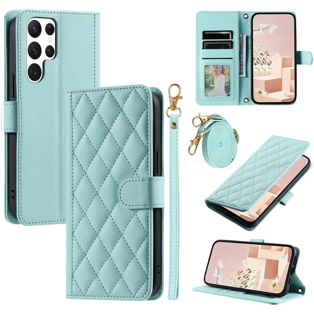 Crossbody Phone Case for Samsung Galaxy S23 S21 FE S24 Plus S25 Ultra A05 A05S A15 A25 A35 A55 A16 A26 A36 A56 Leather Cover