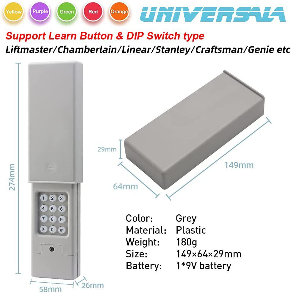 Universal Garage Door Opener Keypad 893MAX 315-390MHz