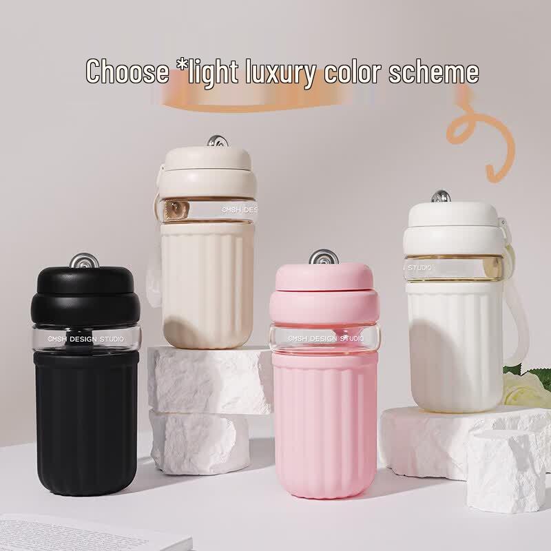 CMSH Portable Heat-Resistant Glass Coffee & Tea Cup with Infuser