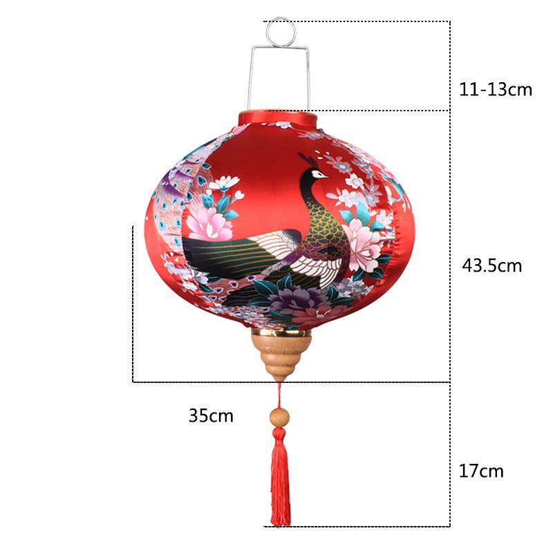 14 Inch Retro Chinese Silk Lanterns Japan Vietnam Mid-autumn Lantern For Outdoor Wedding Spring Festival Party Hanging Decor
