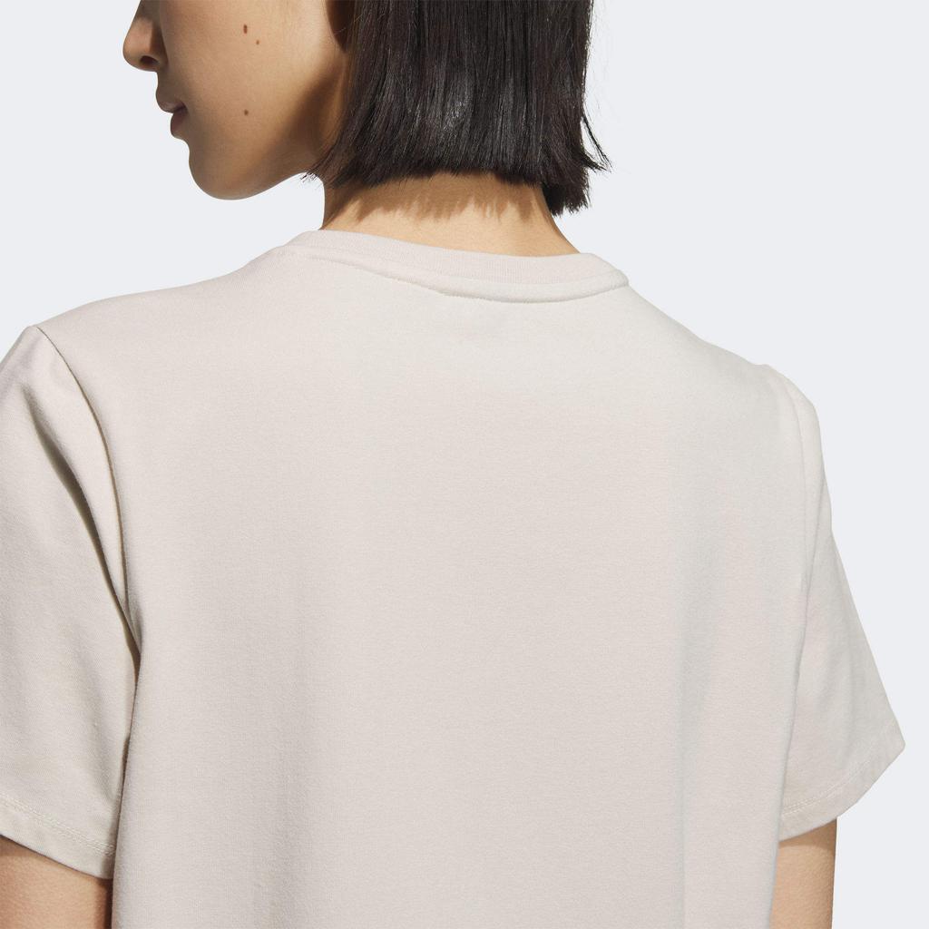 Adidas Sport Performance Simple Logo Versatile Short Sleeve T-Shirt Women T-Shirts Beige JL6285