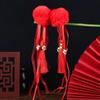 Year Tassel Red Flower Chinese Hanfu Hair Clips Festival Hairpins Children Barrettes Duckbill Clips