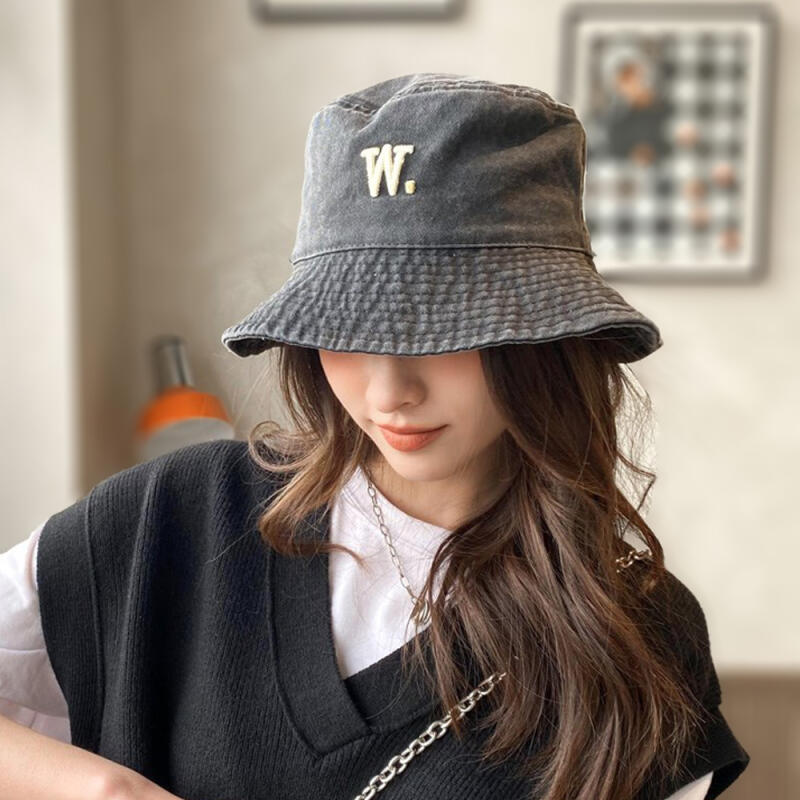 Двойной W Точечный Фирменный Логотип Панама Деним Серый Denim gray