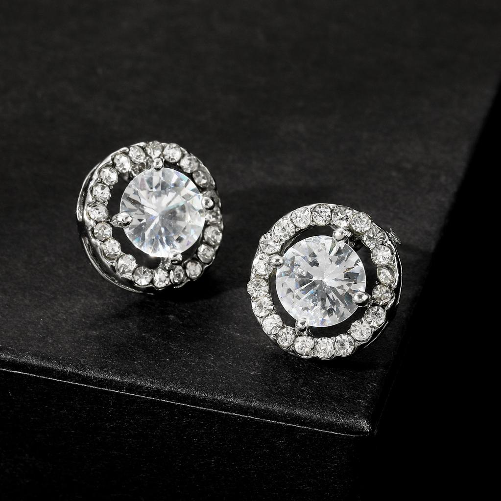 Stylish And Simple Round Point Diamond Stud Earrings, Personalized Earrings
