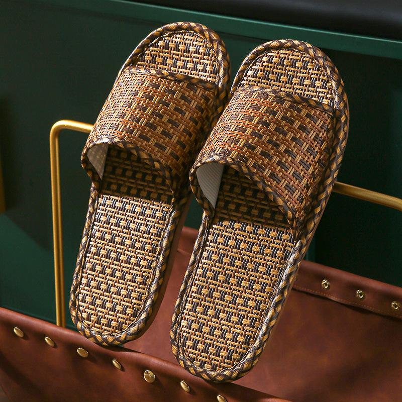 

Унисекс тапочки из бамбука и ротанга - Нескользящие, Толстая подошва, Открытый носок, Лето 2022. 44-45