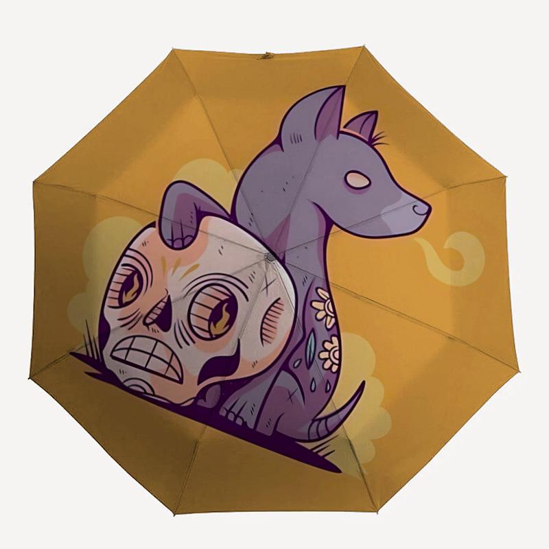 

1pc Sugar Skulls Automatic Open/Close Umbrella, Portable Folding Umbrella for Travel, Themed Events, It is suitable as a gift for various festivals, O