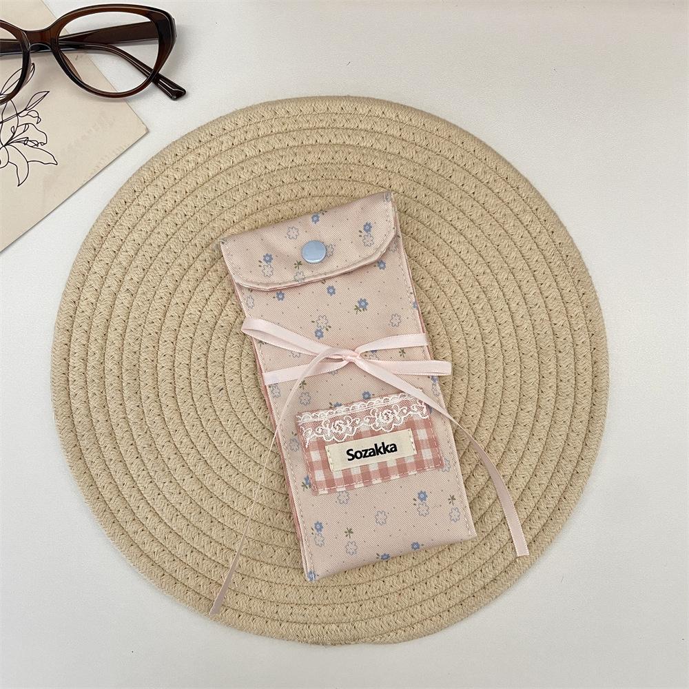 Floral Splicing Glasses Storage Bag Portable Glasses Bag Women's Sunglasses Glasses Case Fabric Storage Bag