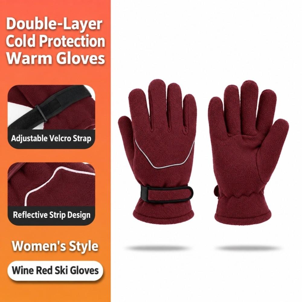 Magic Tape Closure Men Women Winter Gloves Reflective Fleece Gloves Motorcycle Riding