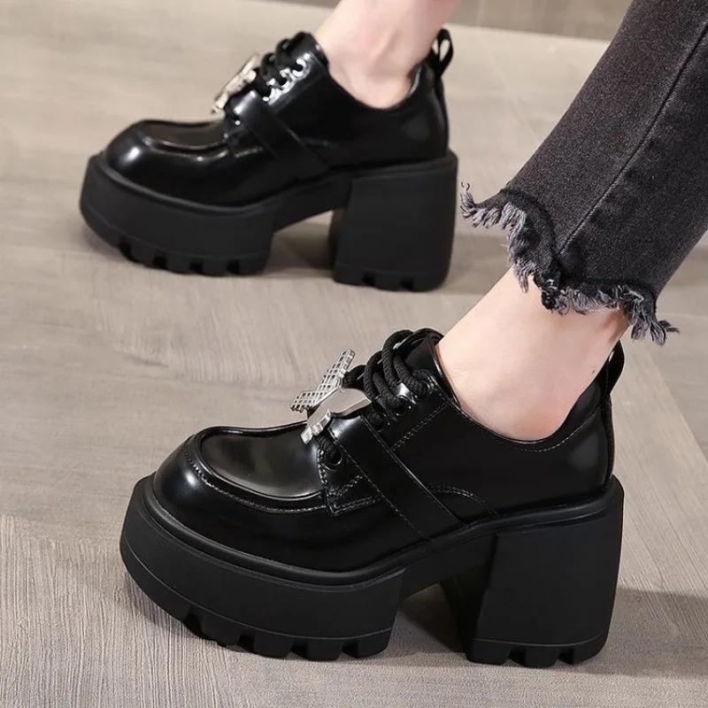 Dámské boty na platformě se skrytým podpatkem, nazouvací, s měkkou podrážkou, ležérní mokasíny, trendy černé, pohodlný hedvábný povrch