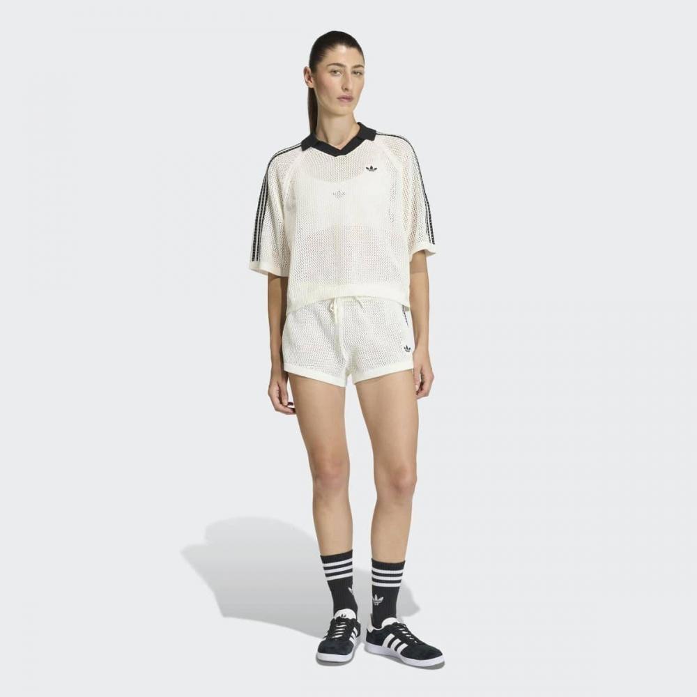 adidas Women S refreShing And faShionable looSe Fit Knit Crochet Polo Shirt Kc.