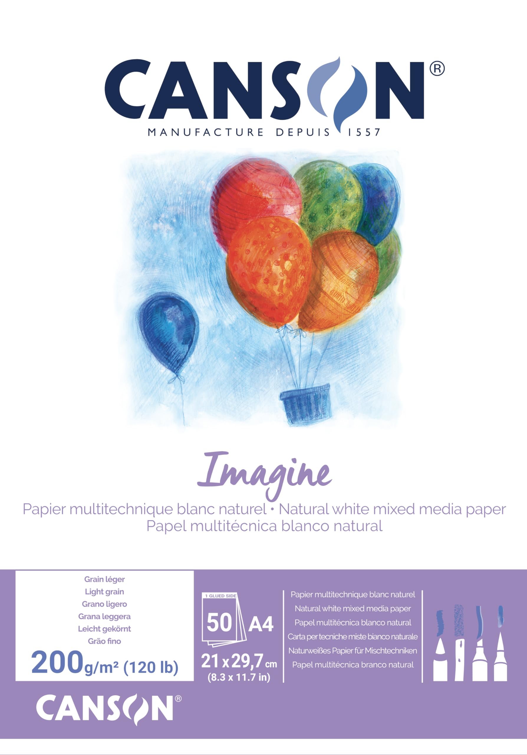 

Canson Maruman Watercolor Paper, Canson Imagine A4 Pad, 200g/m², 50 Sheets, Product Number: 200006008