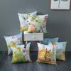 New Easter Pillowcase Watercolor Flowers Rabbit Home Pillow Cushion Cover