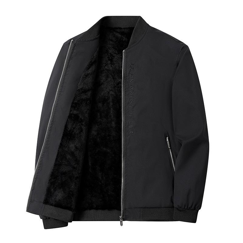 

Весенняя и осенняя куртка для мужчин среднего возраста Одежда для мужчин среднего возраста Свободная флисовая утолщенная мужская одежда Весеннее пальто для пап Мужская одежда 8XL чёрный