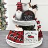 Farmhouse Rustic Tiered Tray Plaid Gnomes Plush Set Art Galleries Country Decor Suitable for Kitchen Holiday Party