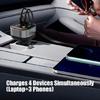 Voltages Display Heavy Duty Car Charger with Retractable Cable Multiple Port for 12V 24V Truck Use for Family Travel