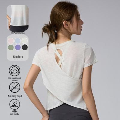 2025 Backless Women's Yoga & Pilates Short Sleeve Sport Top Set