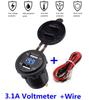 Waterproof Dual Usb Charger Socket Waterproof Power Outlet 3.1A With Voltmeter & Wire In-Line 10A Fuse For 12-24V Car Boat Marine Motorcycle