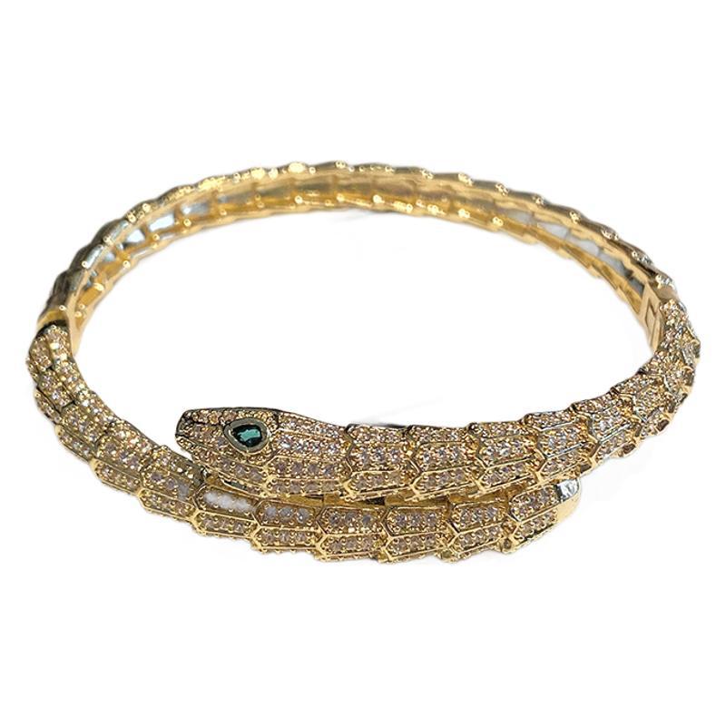 Domineering Simulation Snake Scale Snake Bracelet European and American Personality Green-eyed Spirit Snake Bracelet Retro Punk Jewelry